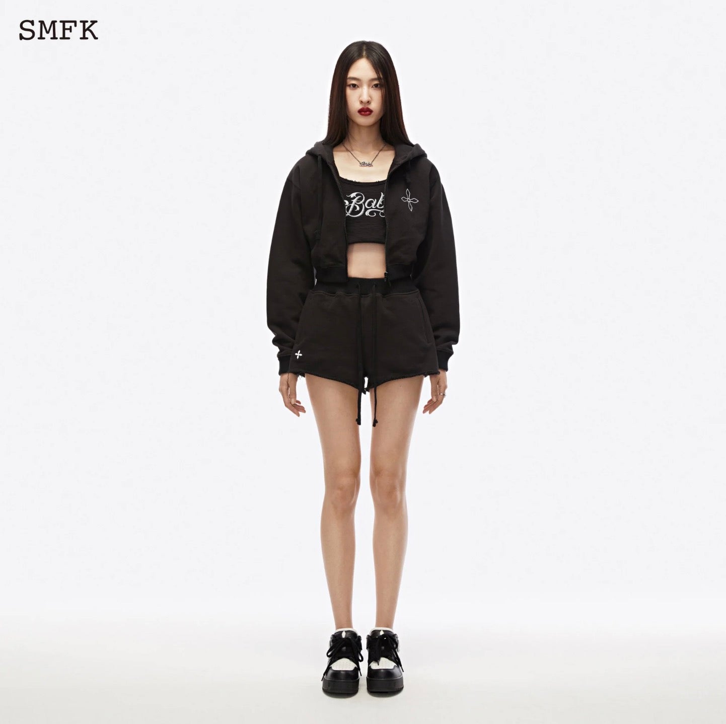 Night Flower Jogging Sports Set Black