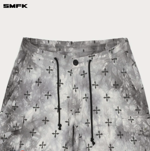 COMPASS INK GARDEN TIE-DYE HUNTING PARATROOPER PANTS BLACK AND WHITE Regular price