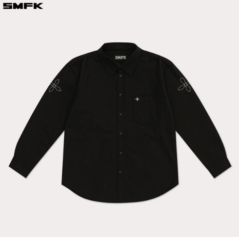 COMPASS DESIGNER OVERSIZE SHIRT IN BLACK