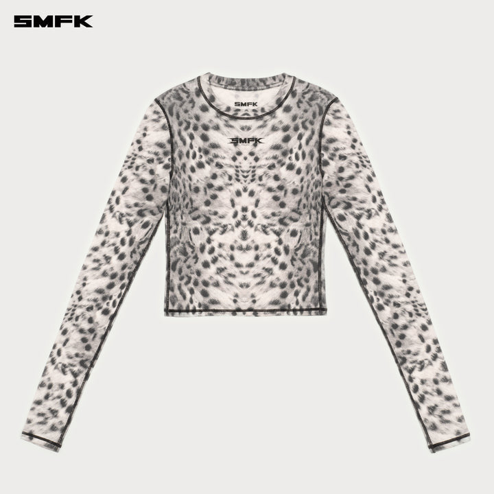 FUTURE MIRAGE ILLUSION CAMOUFLAGE SPORT TOP WHITE LEOPARD PRINT