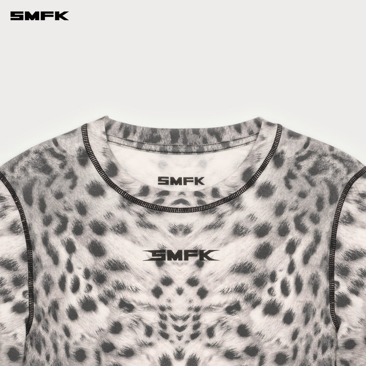FUTURE MIRAGE ILLUSION CAMOUFLAGE SPORT TOP WHITE LEOPARD PRINT