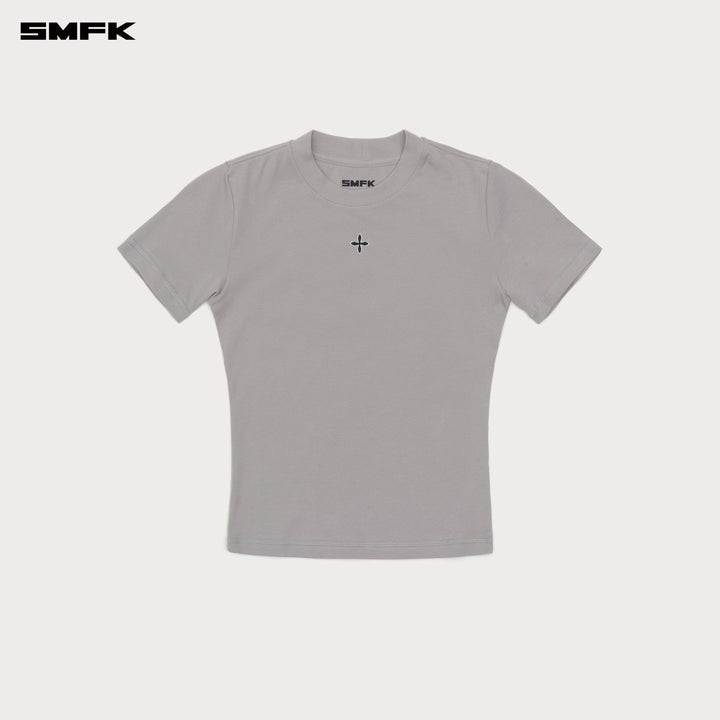 COMPASS CROSSHATCH WAIST TEE DUSTY GRAY