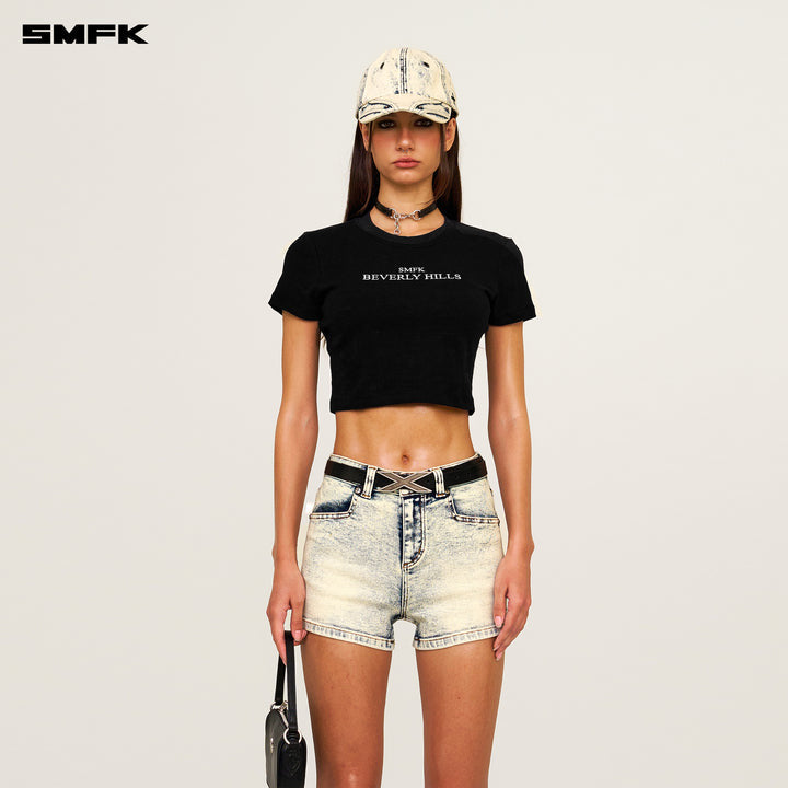 COMPASS DANCER CROSS CLASSIC DANCE COMPANY DENIM SHORTS SNOW WHITE