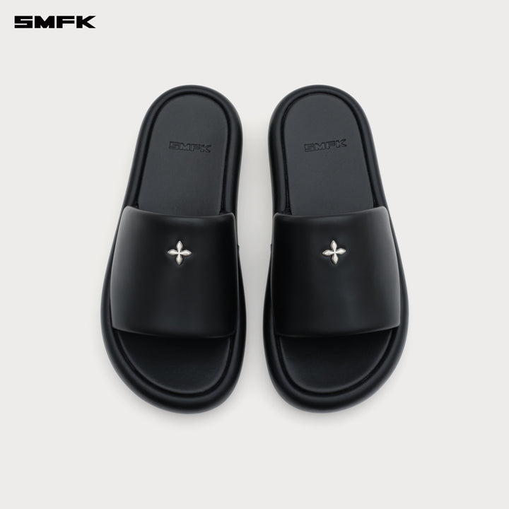COMPASS BADGE CROSS BADGE SLIPPERS WOMEN'S SHOES WILDERNESS BLACK