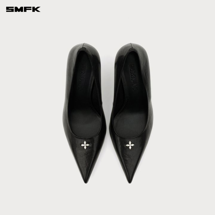 COMPASS RIVET CROSS RIVET CLASSICAL HEELS 8CM WOMEN'S SHOES - WILDERNESS BLACK