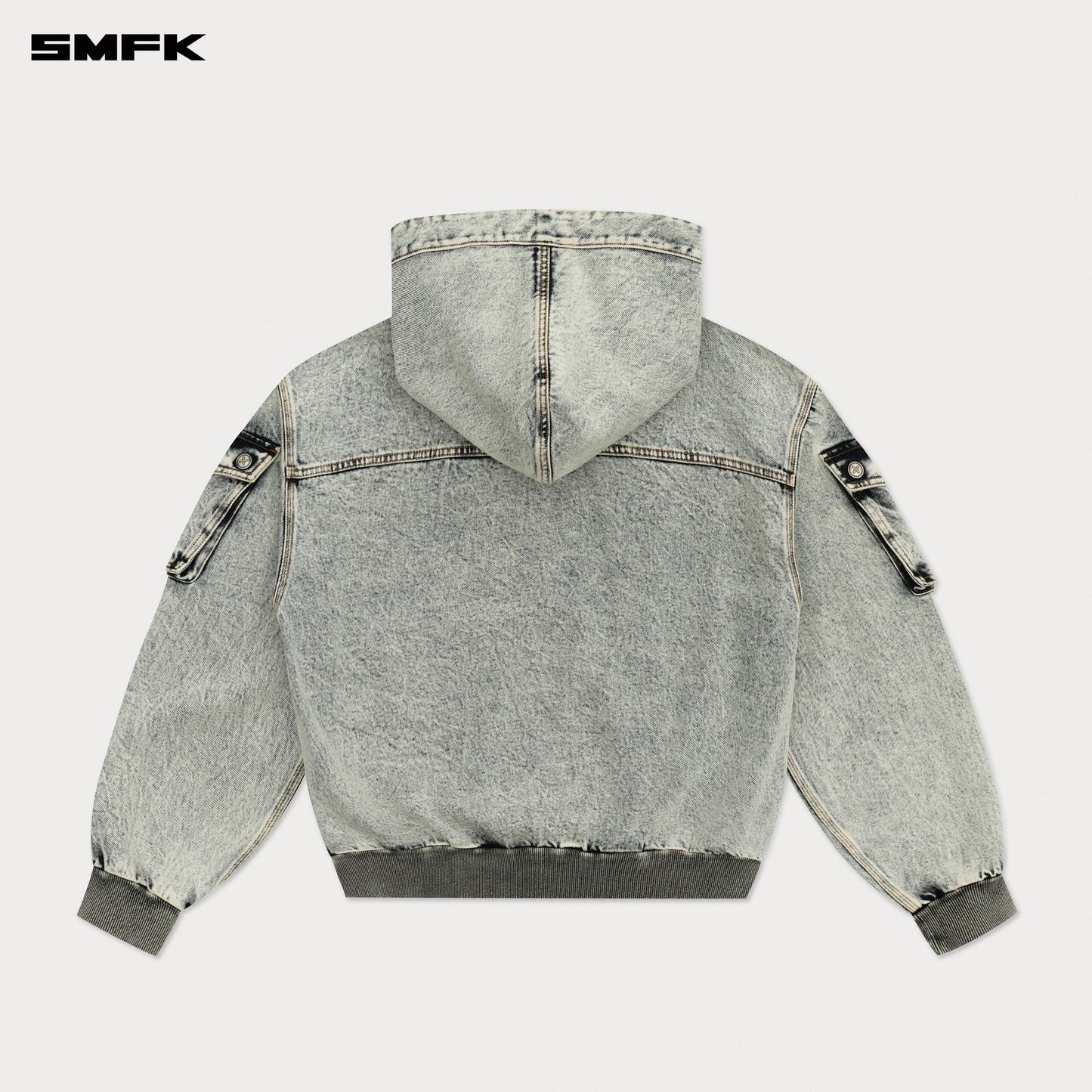 COMPASS STORM GARDEN OVERSIZE DENIM HOODIE WHITE