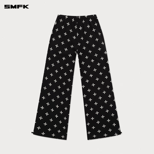 COMPASS BLACK GARDEN WIDE-LEG TRACK PANTS