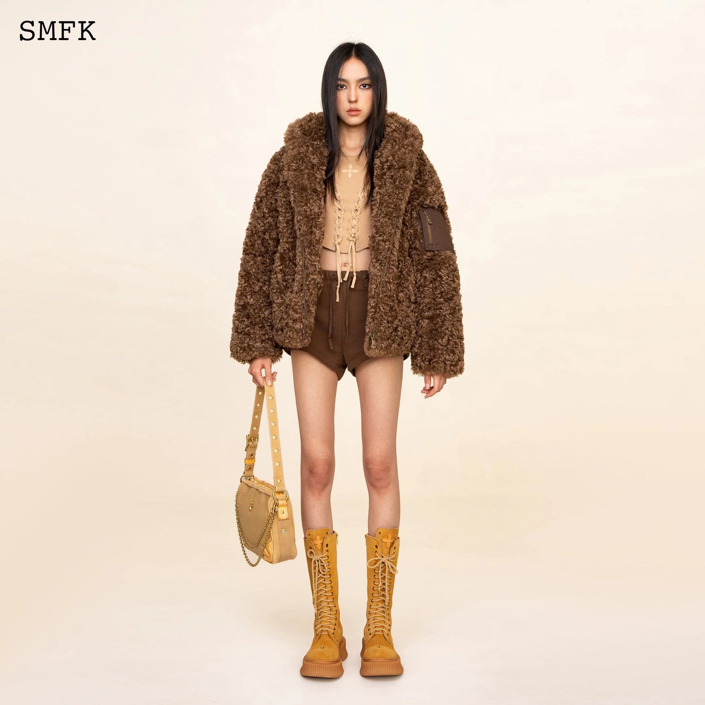 Wildworld Adventure Outdoor Faux Fur Hoodie In Brown
