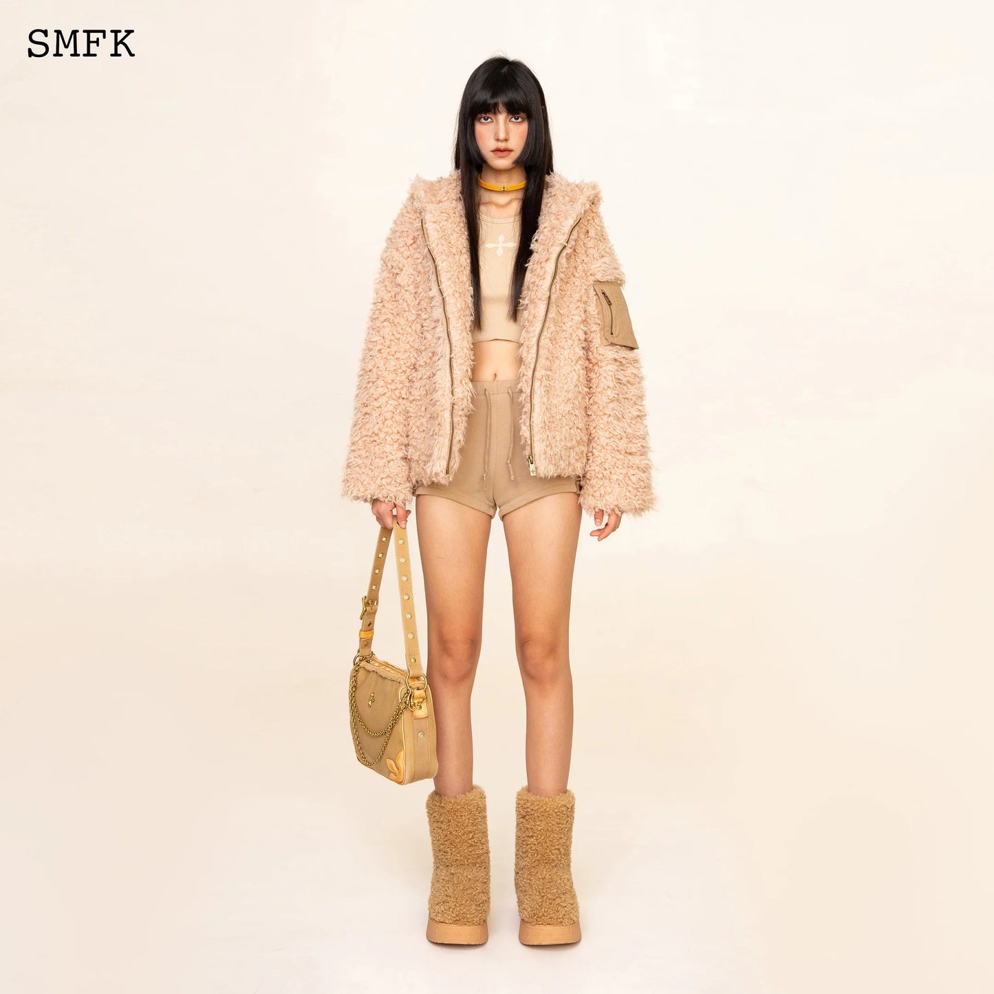 Wildworld Adventure Outdoor Faux Fur Hoodie In Cream
