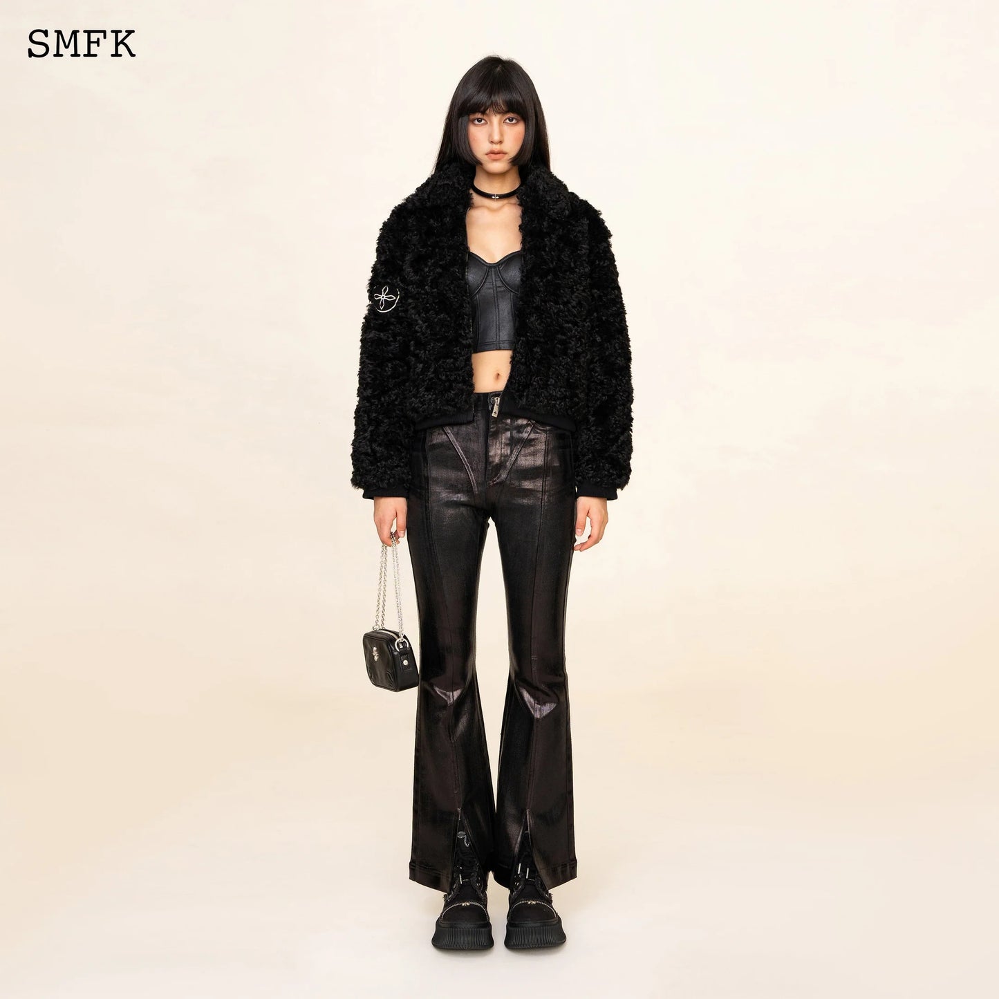Wildworld Adventure Short Faux Fur Jacket In Black
