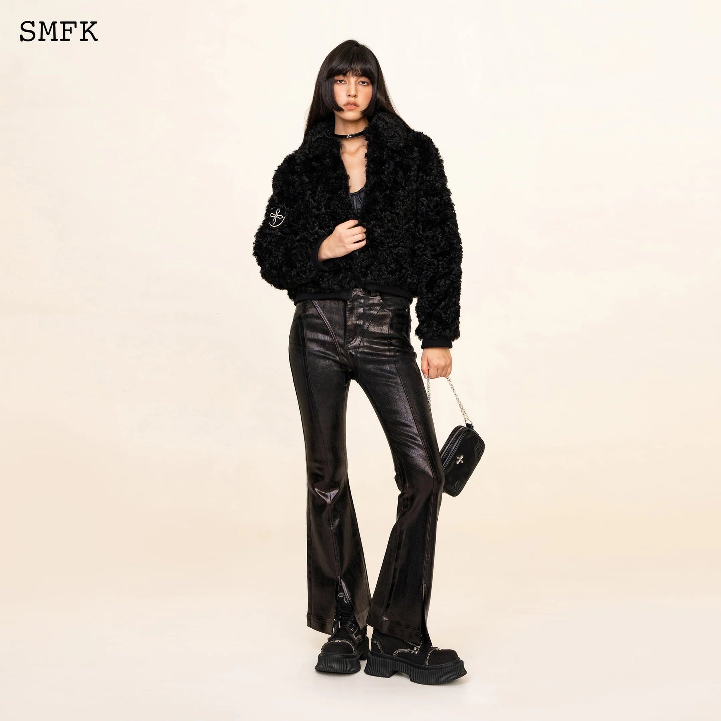 Wildworld Adventure Short Faux Fur Jacket In Black