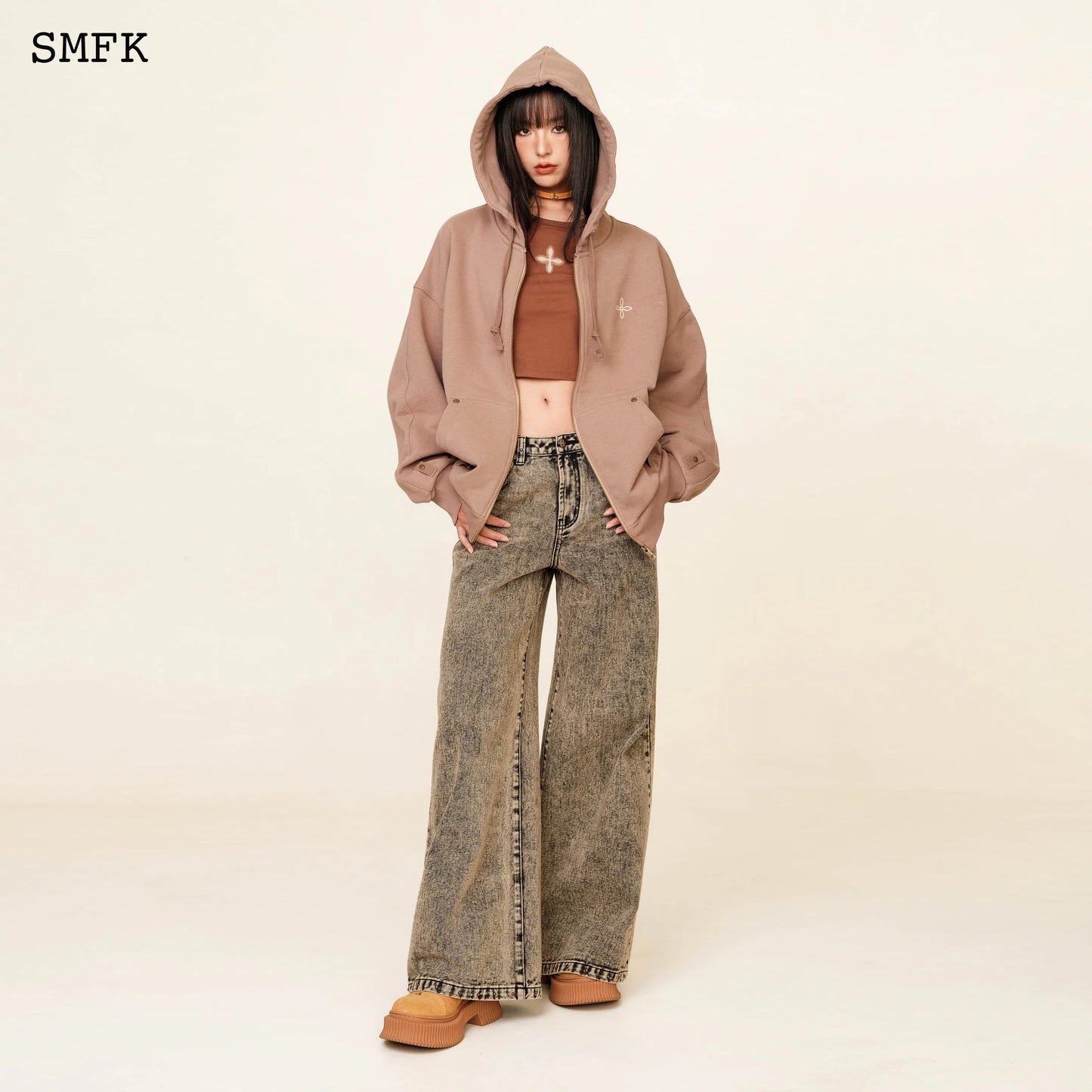 Compass Classic Cross Hoodie Nude Jacket