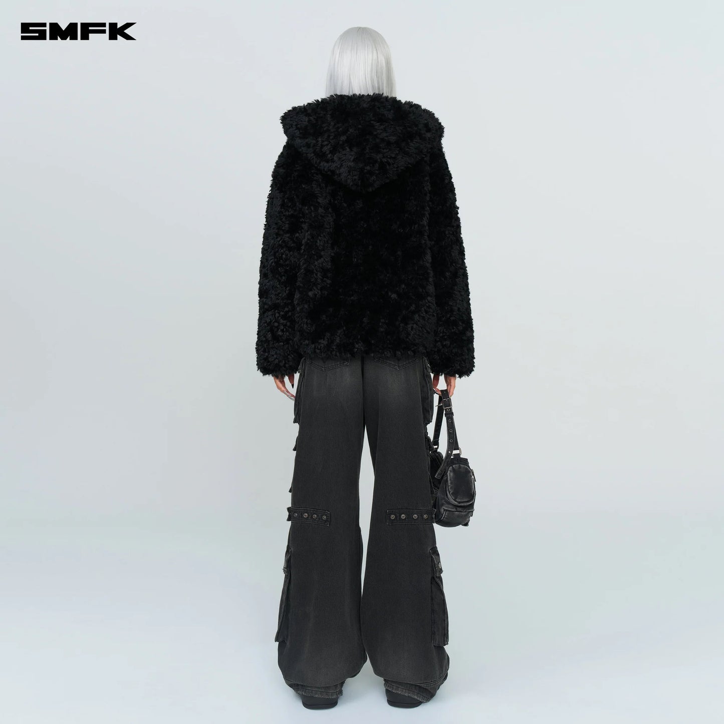 COMPASS SNOWMAN CLASSIC FAUX FUR JACKET BLACK