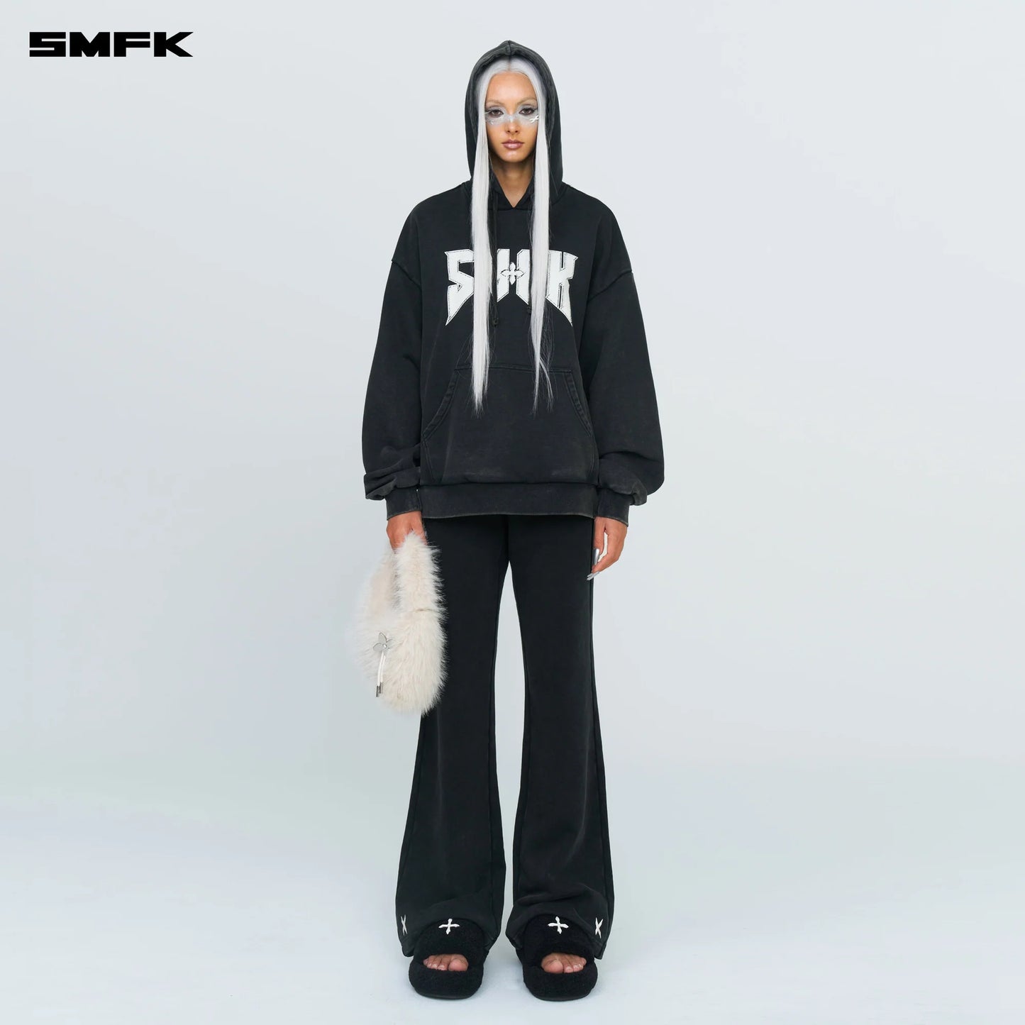 COMPASS METAL ROCK LOOSE HOODIE BLACK