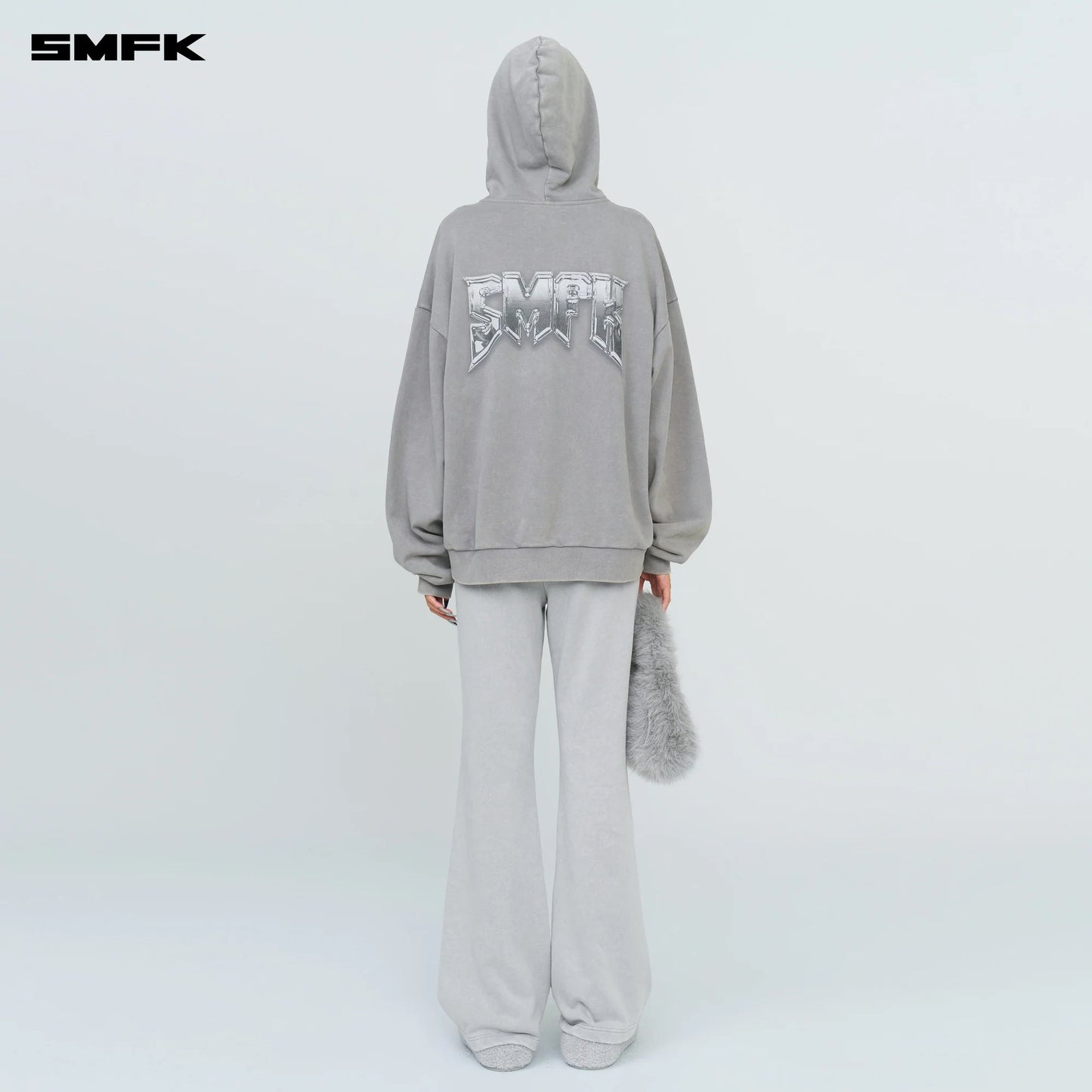 COMPASS METAL ROCK LOOSE HOODIE GRAY