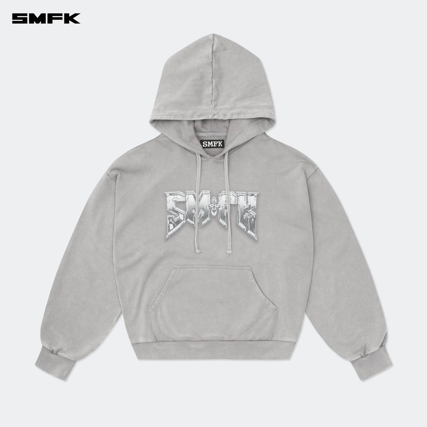 COMPASS METAL ROCK LOOSE HOODIE GRAY