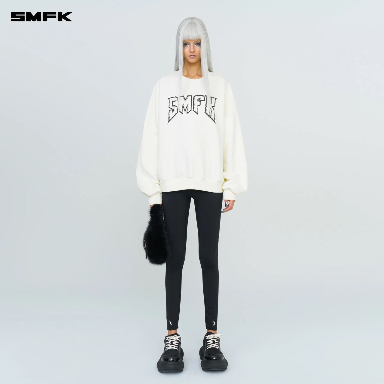 COMPASS ROCKING RETRO LOOSE SWEATSHIRT CREAM