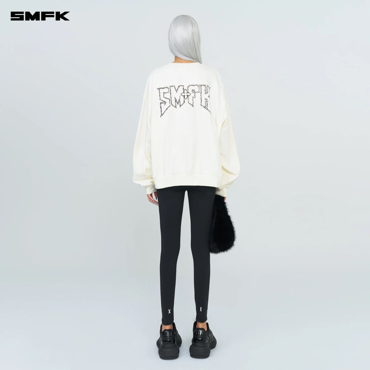 COMPASS ROCKING RETRO LOOSE SWEATSHIRT CREAM
