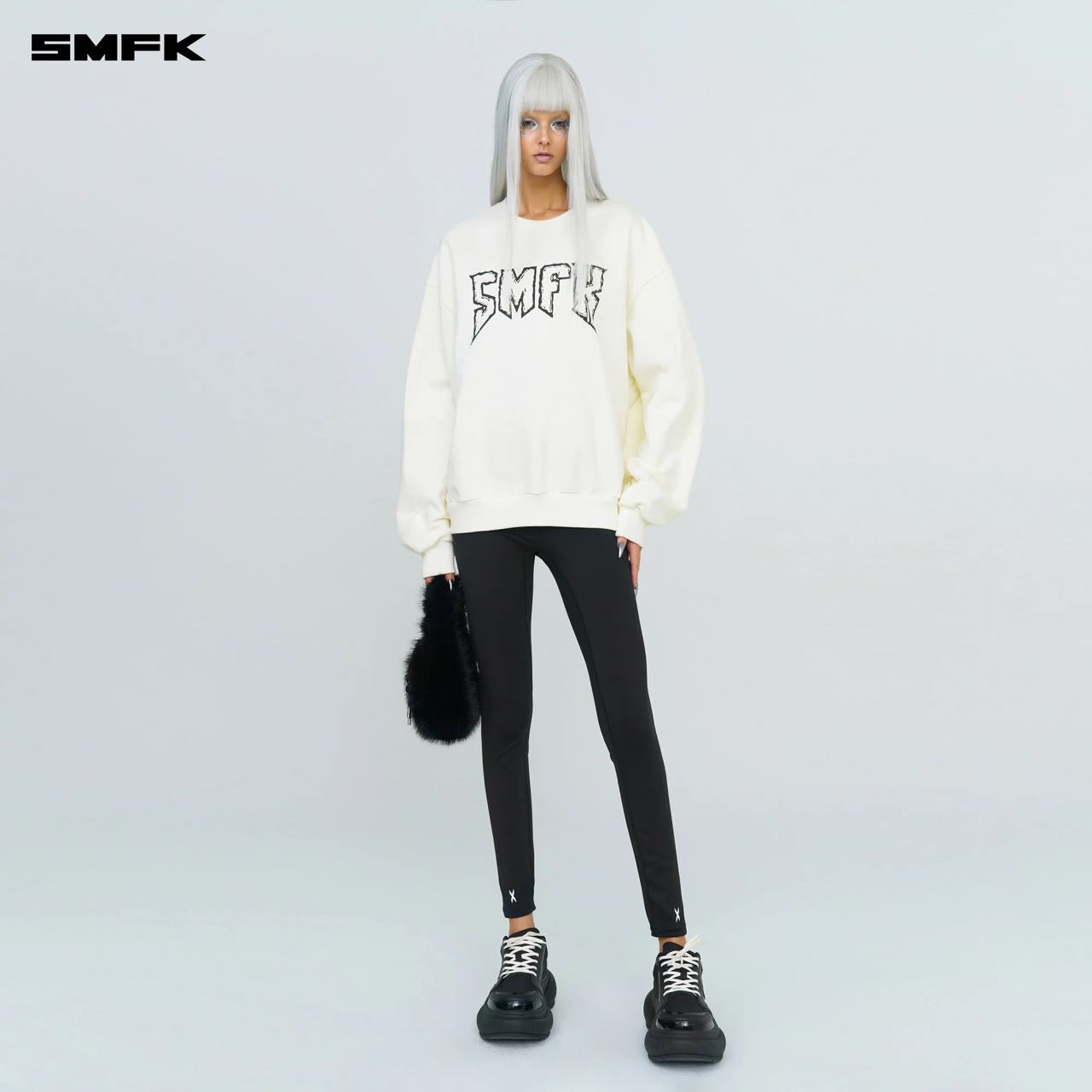 COMPASS ROCKING RETRO LOOSE SWEATSHIRT CREAM