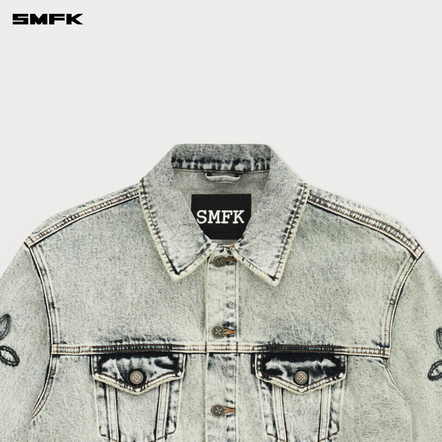 COMPASS WILD MUSTANG FLOWER ARM DENIM JACKET SNOWFLAKE