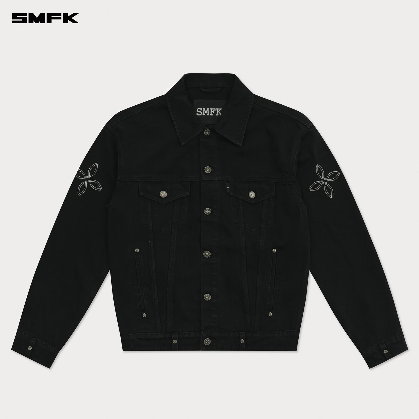 COMPASS WILD HORSE FLOWER ARM DENIM JACKET WILDERNESS BLACK