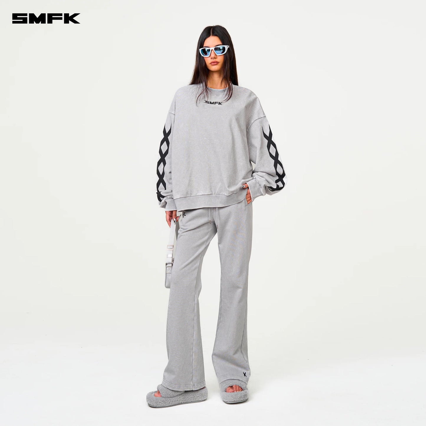 FUTURE DNA GENETIC CHAIN RACING WIDE SWEATSHIRT - DUSTY GRAY