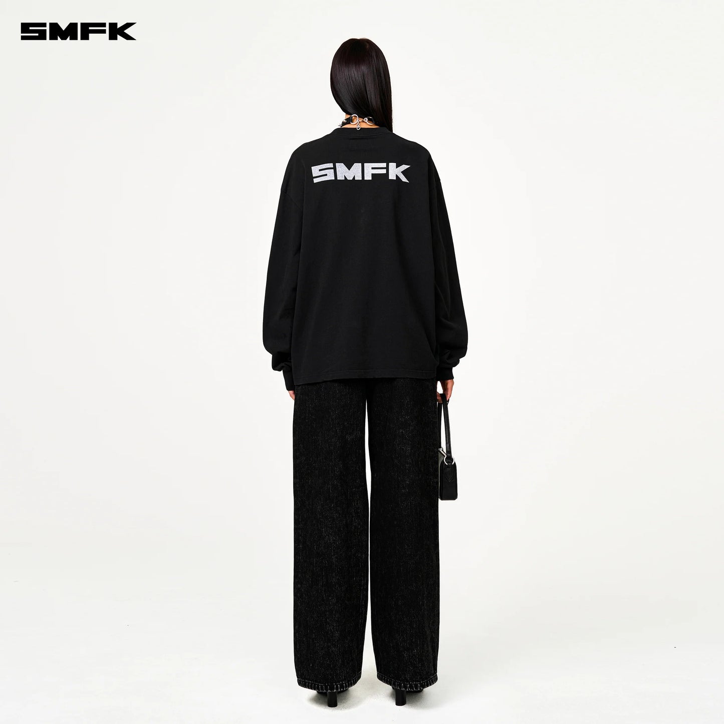 COMPASS BLACK MAGNOLIA OVERSIZED LONG SLEEVE TOP - WILDERNESS BLACK