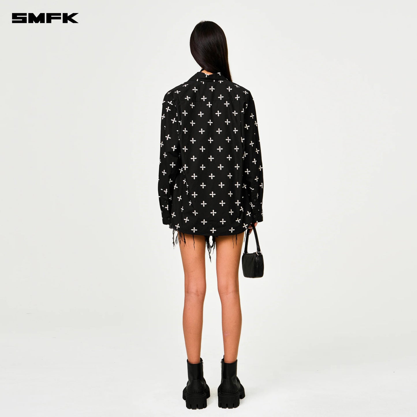 COMPASS BLACK GARDEN WIDE FIT COTTON GAUZE SHIRT - BLACK GARDEN