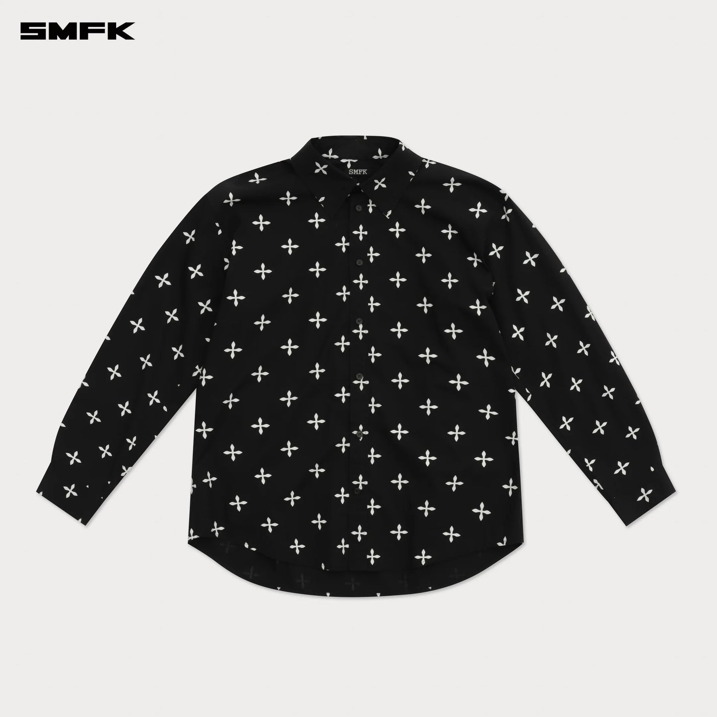 COMPASS BLACK GARDEN WIDE FIT COTTON GAUZE SHIRT - BLACK GARDEN