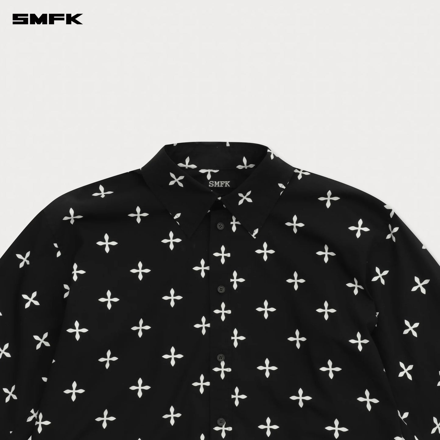COMPASS BLACK GARDEN WIDE FIT COTTON GAUZE SHIRT - BLACK GARDEN