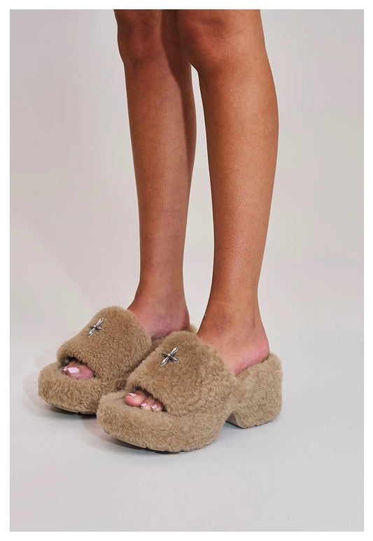 COMPASS MODE WOOL SHEARLING UNITY SLIPPER/HIGH/SAND S0004SF