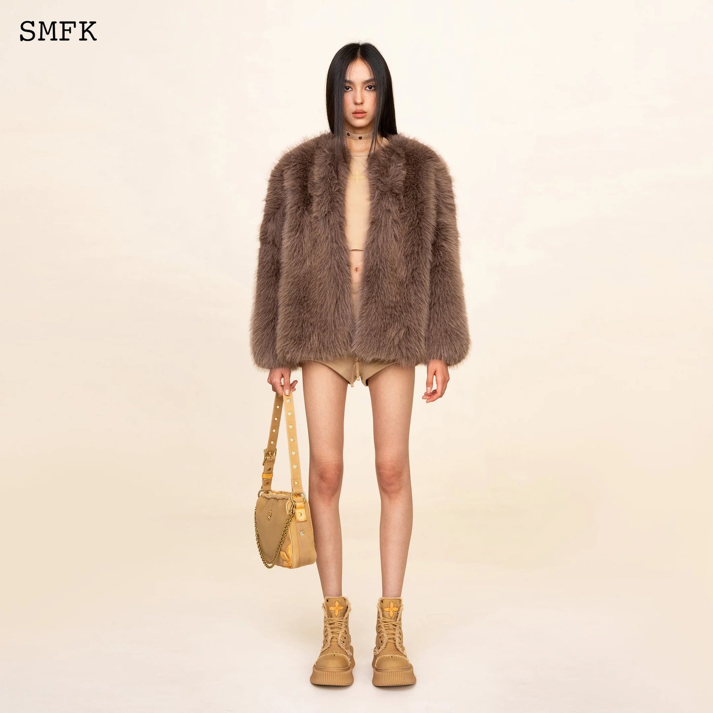 Wildworld Classic Faux Fur Jacket In Purple