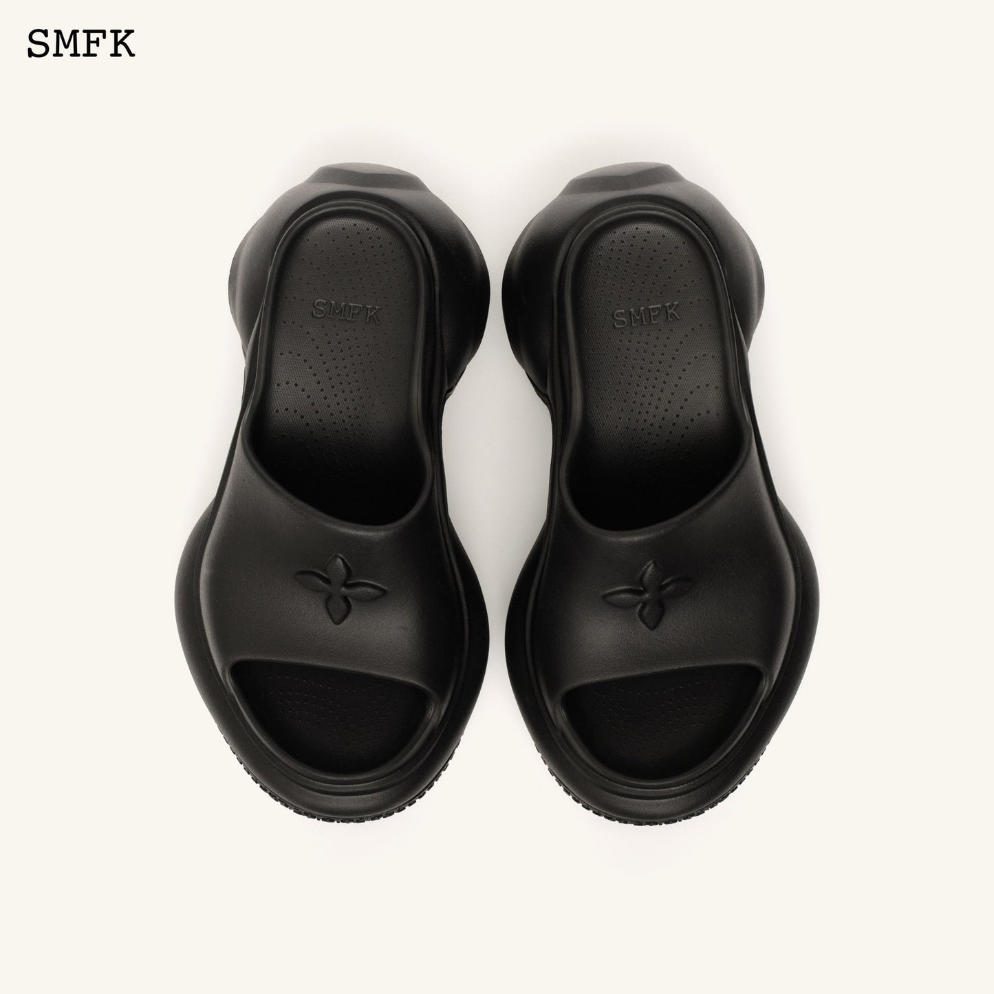 Compass Wave High Heel Bumper Sandal In Black