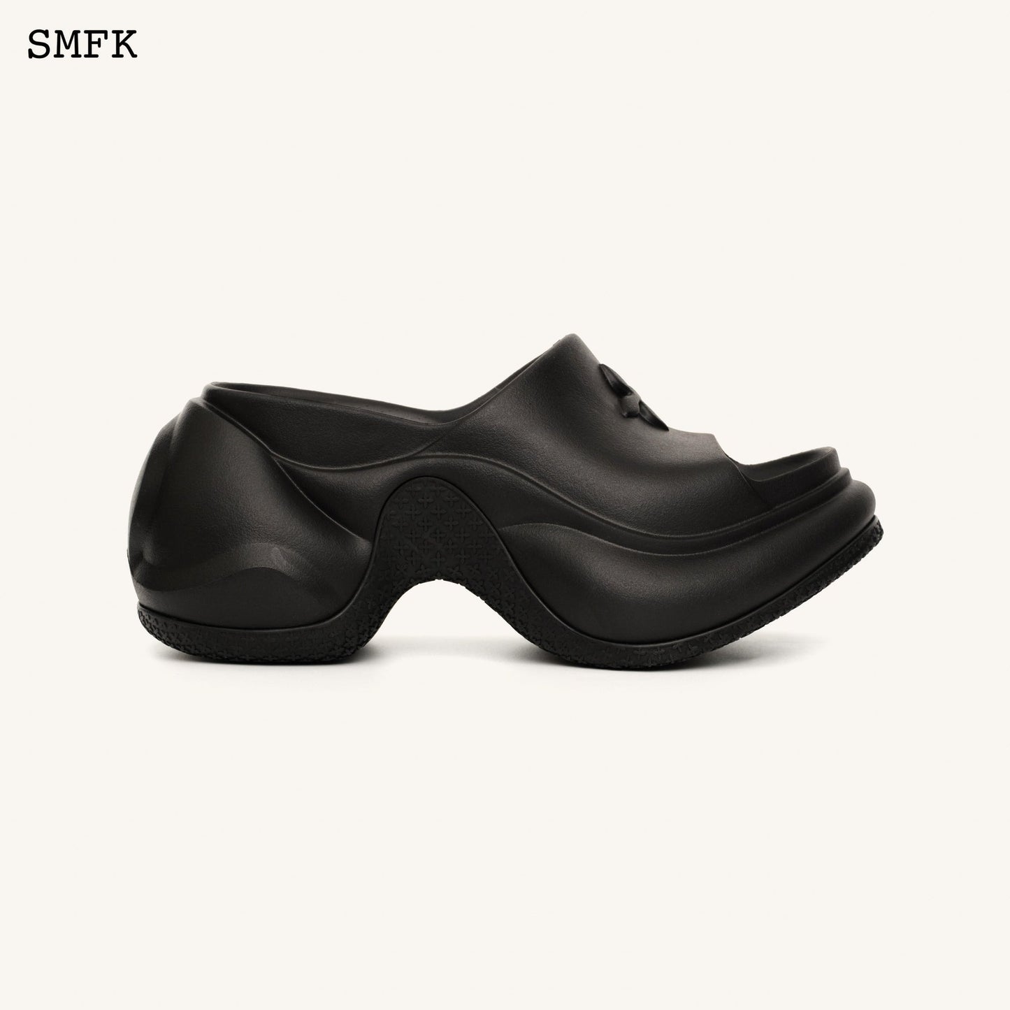 Compass Wave High Heel Bumper Sandal In Black