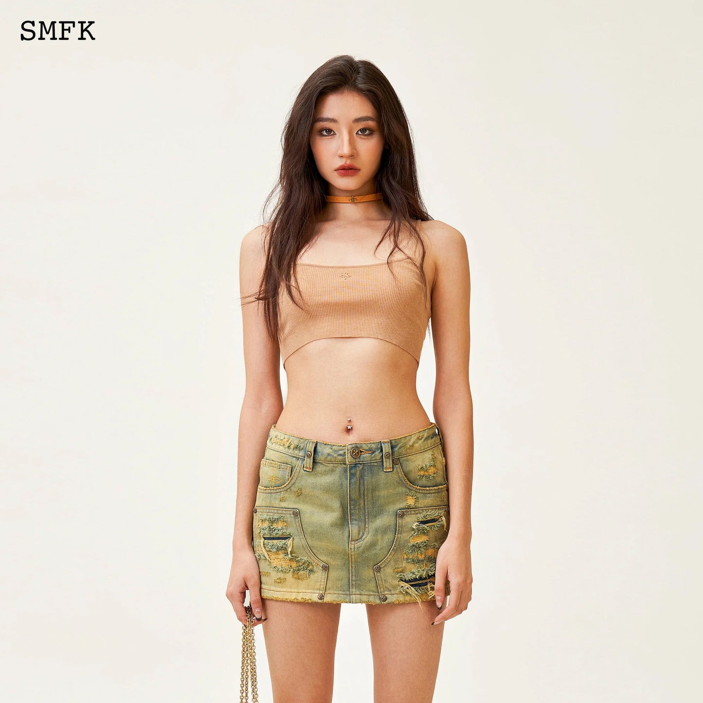Compass Cross Classic Knitted Ultra Short Vest Top Nude