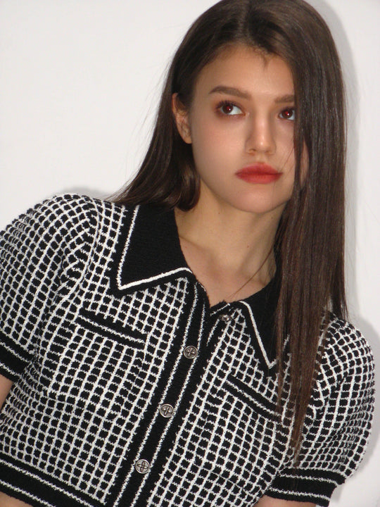 Compus Black and White Checkered Polo