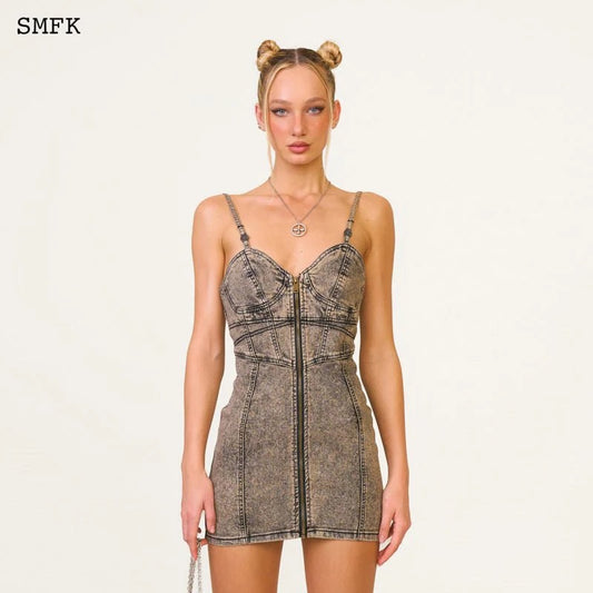 COMPASS RIDER DENIM SHORT DRESS SUNSET