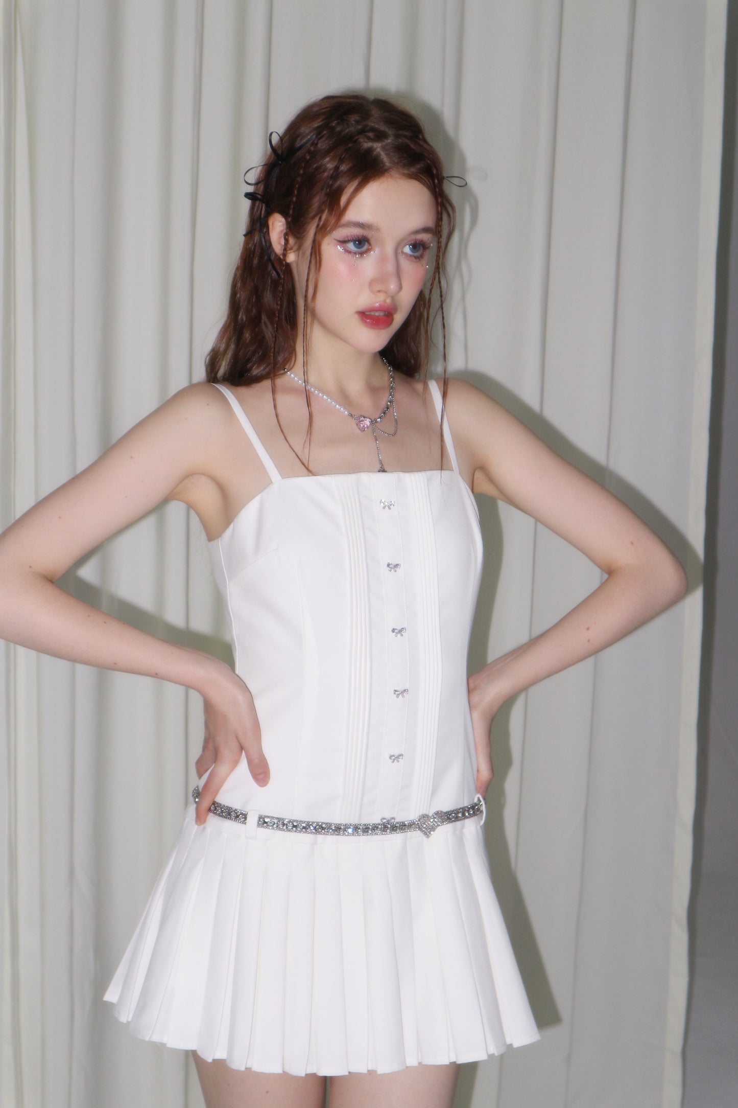 Cotton Mini Dress White With Belt