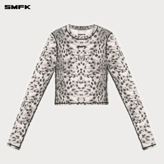 FUTURE MIRAGE ILLUSION CAMOUFLAGE SPORT TOP WHITE LEOPARD PRINT