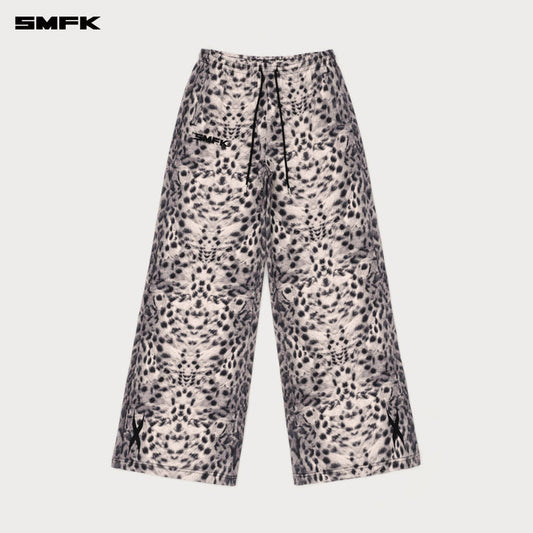 FUTURE GENETICS WIDE LEG SWEATPANTS WHITE LEOPARD PRINT