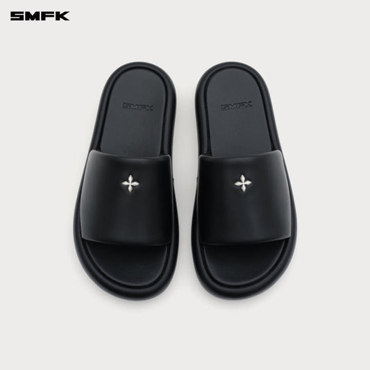 COMPASS BADGE CROSS BADGE SLIPPERS WOMEN'S SHOES WILDERNESS BLACK