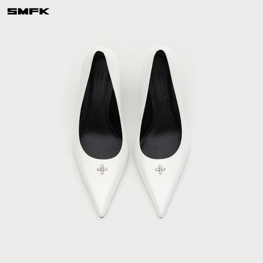 COMPASS RIVET CLASSIC HIGH HEELS 8CM IN WHITE
