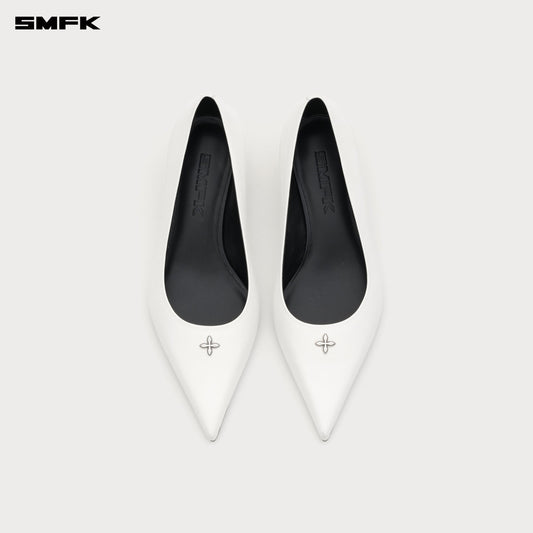 COMPASS RIVET CLASSIC LOW HEELS 3CM IN WHITE