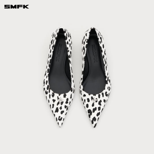COMPASS RIVET CLASSIC FUR HIGH-HEELS IN WHITE
