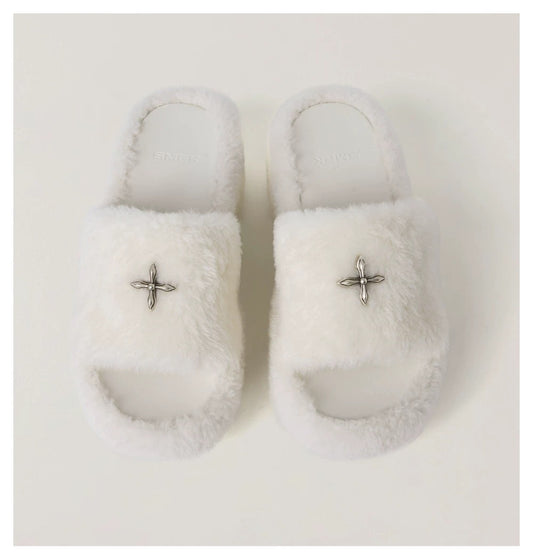 COMPASS MODE WOOL SHEARLING UNITY SLIPPER/HIGH/WHITE/S0004WF