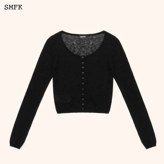 SMFK COMPASS CLASSIC WOOLEN KNITTED CARGIDAN IN BLACK