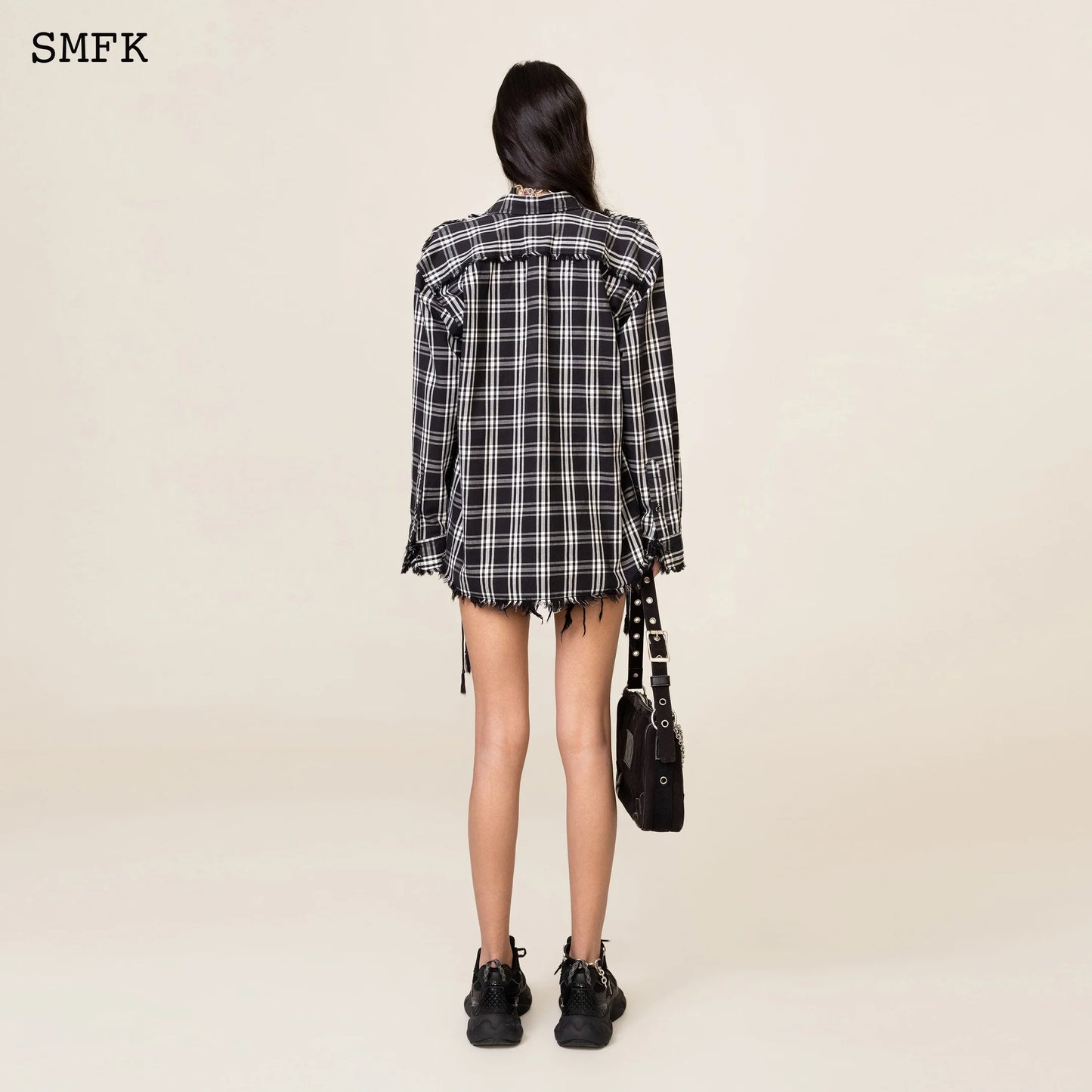 SMFK COMPASS BLACK PLAID WORKWEAR STYLE SHIRT