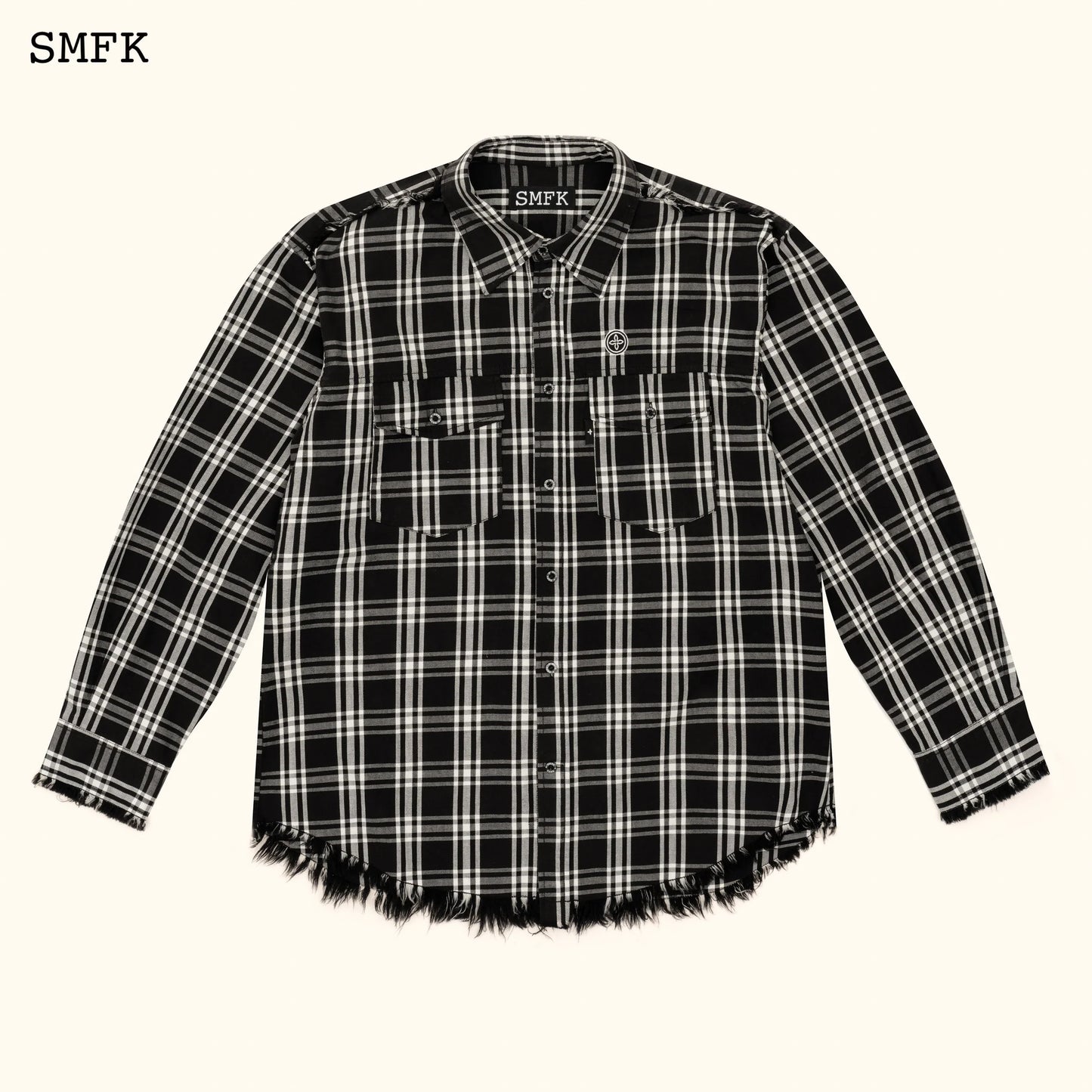 SMFK COMPASS BLACK PLAID WORKWEAR STYLE SHIRT