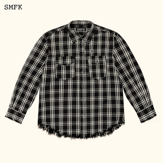 SMFK COMPASS BLACK PLAID WORKWEAR STYLE SHIRT