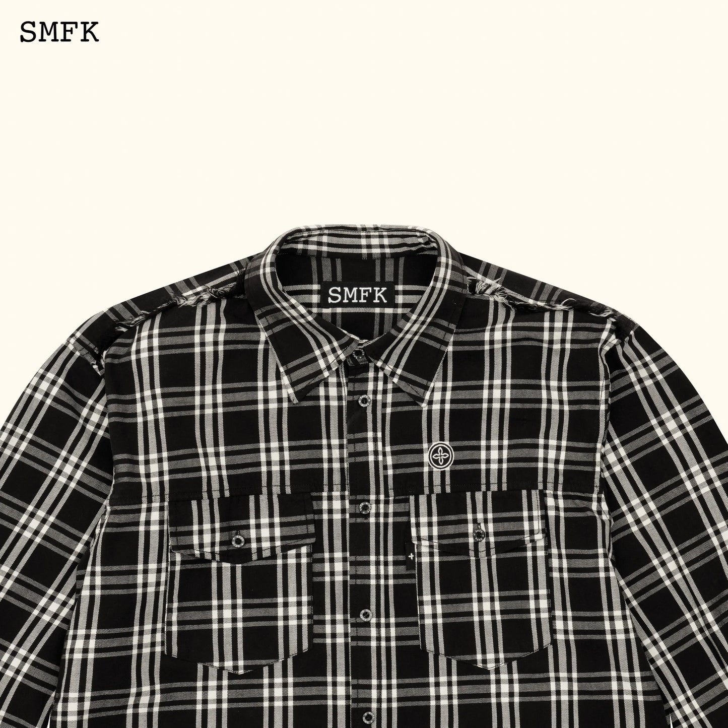 SMFK COMPASS BLACK PLAID WORKWEAR STYLE SHIRT